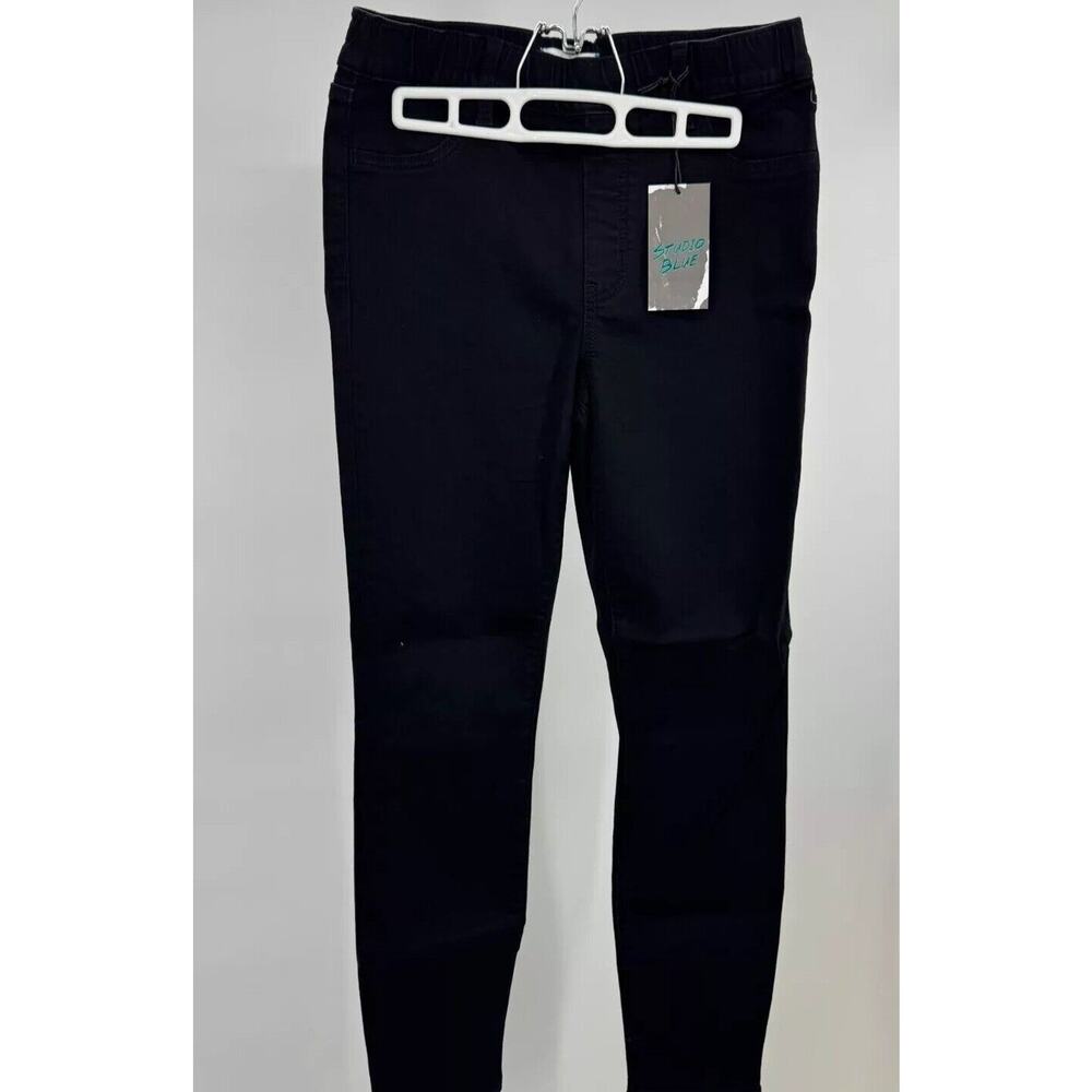 Studio Blue Womens Pull-On Mid Rise Skinny Leg‎ Elastic Waist Size 28 Black